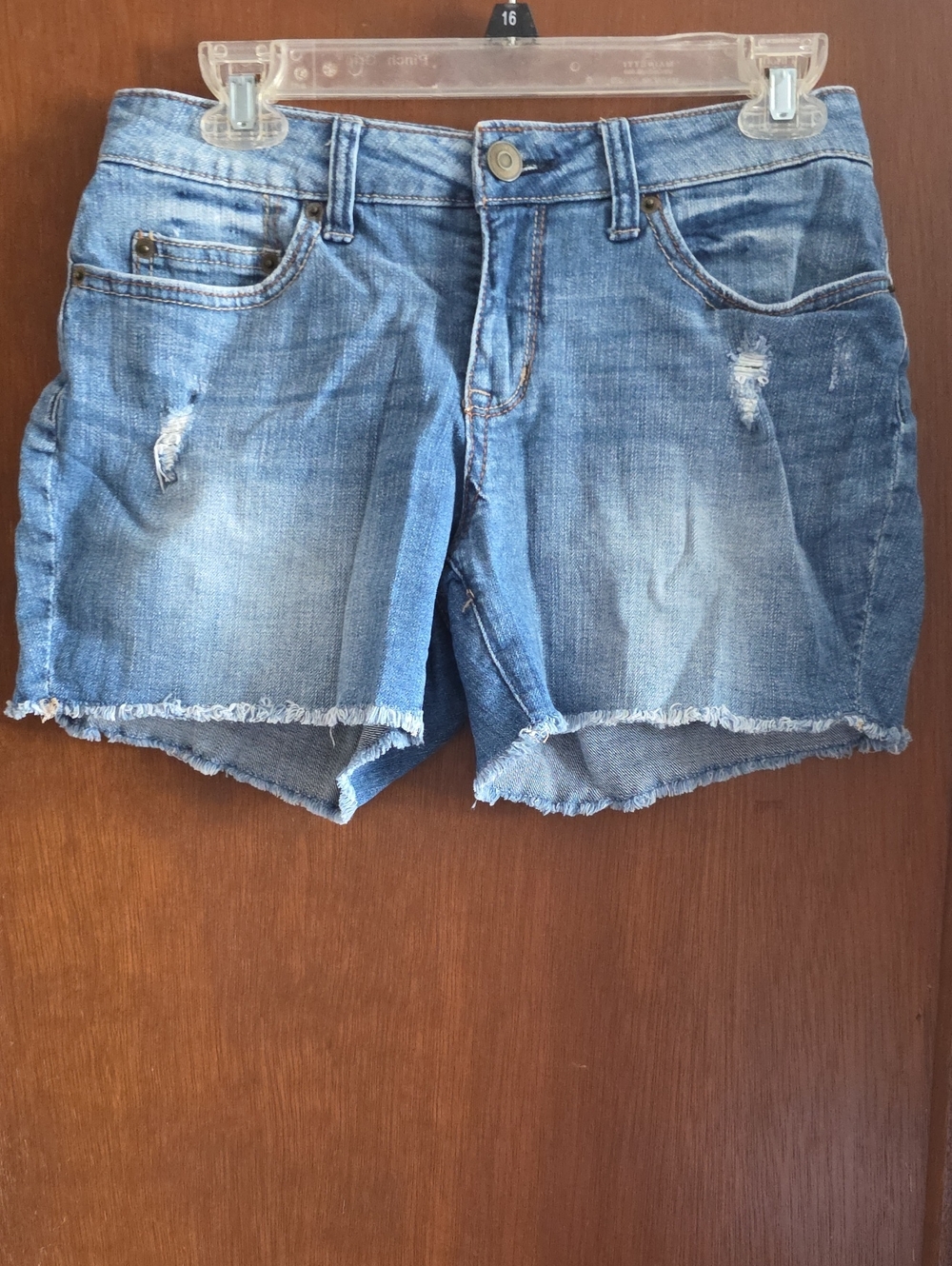 Time and Tru Blue Distressed Denim Cutoff Shorts Sz 4